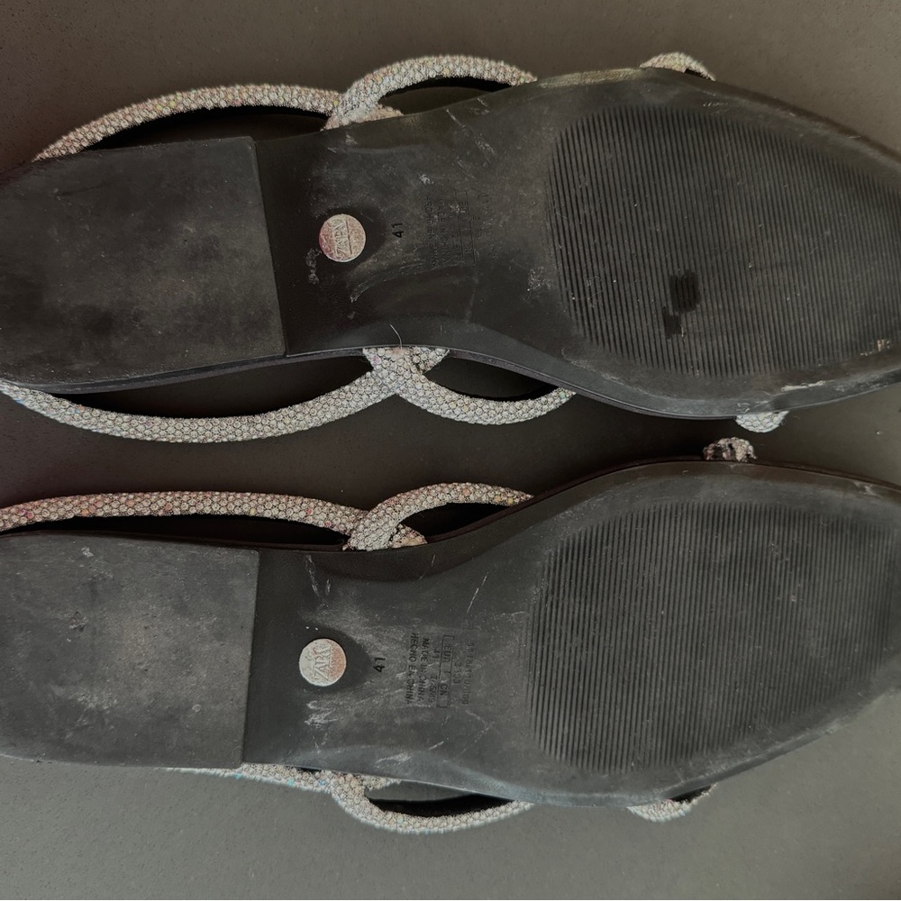 Zara Rhinestone Flat Sandals - Picture 6 of 9